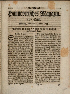 Hannoverisches Magazin (Hannoversche Anzeigen) Montag 20. Oktober 1783