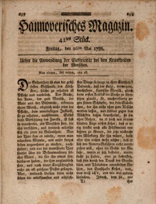 Hannoverisches Magazin (Hannoversche Anzeigen) Freitag 26. Mai 1786