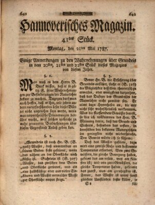 Hannoverisches Magazin (Hannoversche Anzeigen) Montag 21. Mai 1787
