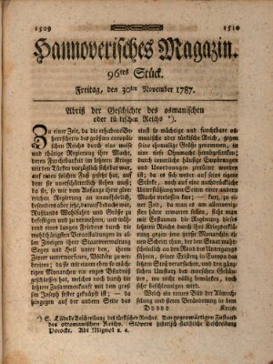 Hannoverisches Magazin (Hannoversche Anzeigen) Freitag 30. November 1787