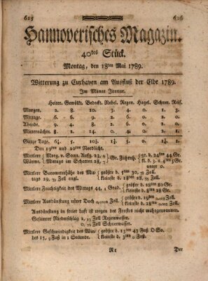 Hannoverisches Magazin (Hannoversche Anzeigen) Montag 18. Mai 1789