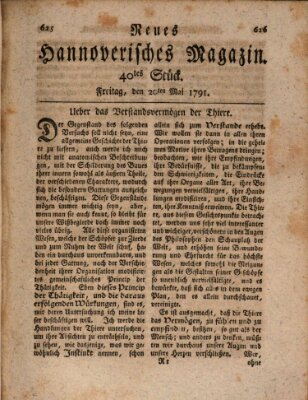 Neues hannoversches Magazin (Hannoversche Anzeigen) Freitag 20. Mai 1791