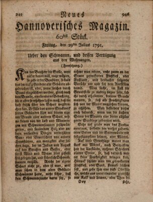 Neues hannoversches Magazin (Hannoversche Anzeigen) Freitag 29. Juli 1791