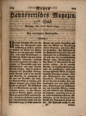 Neues hannoversches Magazin (Hannoversche Anzeigen) Freitag 26. April 1793