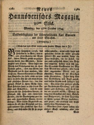 Neues hannoversches Magazin (Hannoversche Anzeigen) Montag 27. Oktober 1794