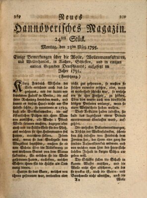 Neues hannoversches Magazin (Hannoversche Anzeigen) Montag 23. März 1795