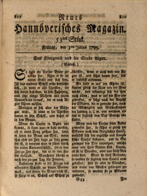 Neues hannoversches Magazin (Hannoversche Anzeigen) Freitag 3. Juli 1795