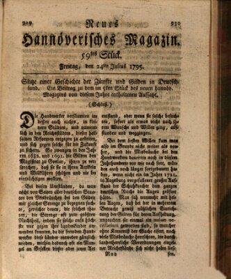 Neues hannoversches Magazin (Hannoversche Anzeigen) Freitag 24. Juli 1795