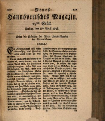 Neues hannoversches Magazin (Hannoversche Anzeigen) Freitag 8. April 1796