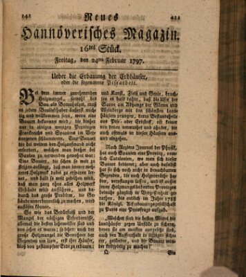 Neues hannoversches Magazin (Hannoversche Anzeigen) Freitag 24. Februar 1797
