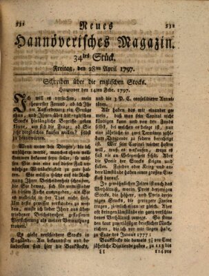 Neues hannoversches Magazin (Hannoversche Anzeigen) Freitag 28. April 1797