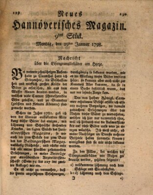 Neues hannoversches Magazin (Hannoversche Anzeigen) Montag 29. Januar 1798
