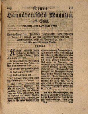 Neues hannoversches Magazin (Hannoversche Anzeigen) Montag 14. Mai 1798