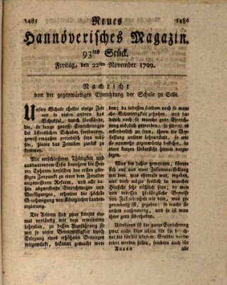 Neues hannoversches Magazin (Hannoversche Anzeigen) Freitag 22. November 1799