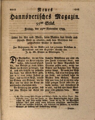 Neues hannoversches Magazin (Hannoversche Anzeigen) Freitag 29. November 1799