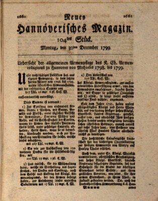Neues hannoversches Magazin (Hannoversche Anzeigen) Montag 30. Dezember 1799