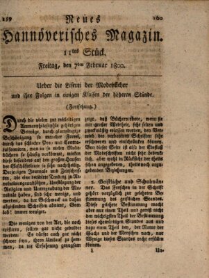 Neues hannoversches Magazin (Hannoversche Anzeigen) Freitag 7. Februar 1800