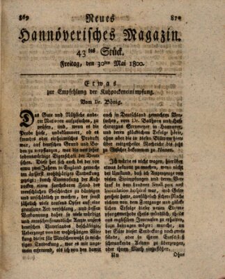 Neues hannoversches Magazin (Hannoversche Anzeigen) Freitag 30. Mai 1800