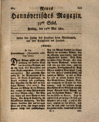 Neues hannoversches Magazin (Hannoversche Anzeigen) Freitag 15. Mai 1801