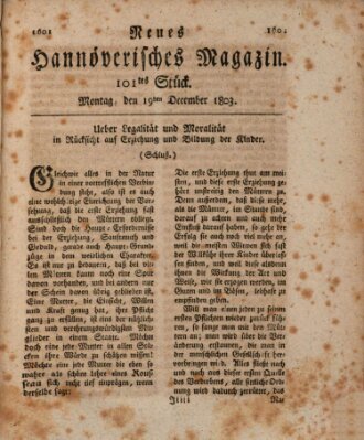Neues hannoversches Magazin (Hannoversche Anzeigen) Montag 19. Dezember 1803