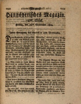 Neues hannoversches Magazin (Hannoversche Anzeigen) Freitag 28. September 1804