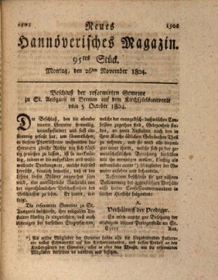 Neues hannoversches Magazin (Hannoversche Anzeigen) Montag 26. November 1804