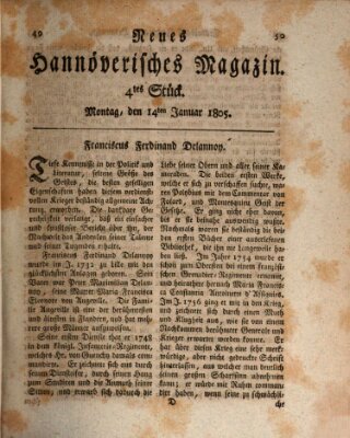 Neues hannoversches Magazin (Hannoversche Anzeigen) Montag 14. Januar 1805