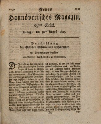 Neues hannoversches Magazin (Hannoversche Anzeigen) Freitag 30. August 1805