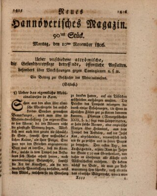Neues hannoversches Magazin (Hannoversche Anzeigen) Montag 10. November 1806