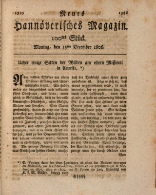 Neues hannoversches Magazin (Hannoversche Anzeigen) Montag 15. Dezember 1806