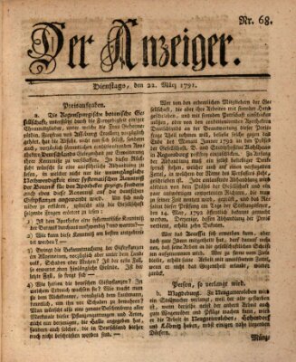 Der Anzeiger (Allgemeiner Anzeiger der Deutschen) Dienstag 22. März 1791