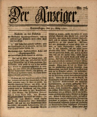 Der Anzeiger (Allgemeiner Anzeiger der Deutschen) Donnerstag 31. März 1791