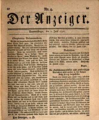 Der Anzeiger (Allgemeiner Anzeiger der Deutschen) Donnerstag 7. Juli 1791
