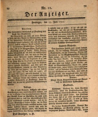 Der Anzeiger (Allgemeiner Anzeiger der Deutschen) Freitag 15. Juli 1791