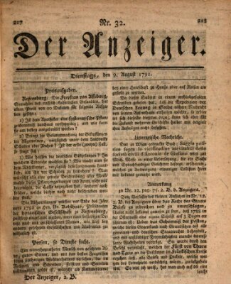 Der Anzeiger (Allgemeiner Anzeiger der Deutschen) Dienstag 9. August 1791