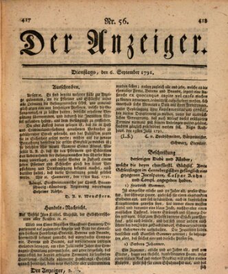 Der Anzeiger (Allgemeiner Anzeiger der Deutschen) Dienstag 6. September 1791