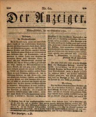 Der Anzeiger (Allgemeiner Anzeiger der Deutschen) Samstag 10. September 1791