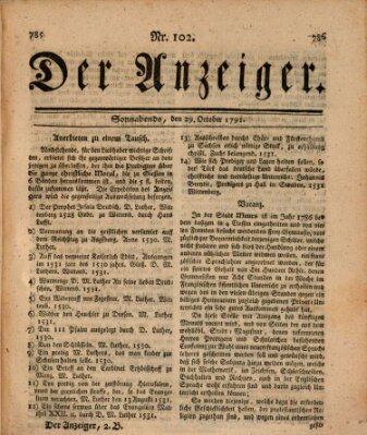 Der Anzeiger (Allgemeiner Anzeiger der Deutschen) Samstag 29. Oktober 1791