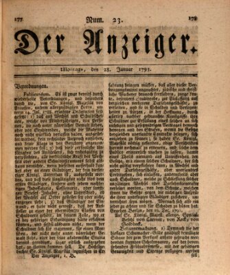 Der Anzeiger (Allgemeiner Anzeiger der Deutschen) Montag 28. Januar 1793