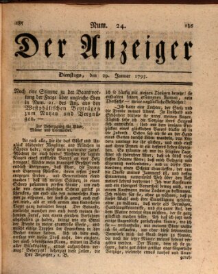 Der Anzeiger (Allgemeiner Anzeiger der Deutschen) Dienstag 29. Januar 1793