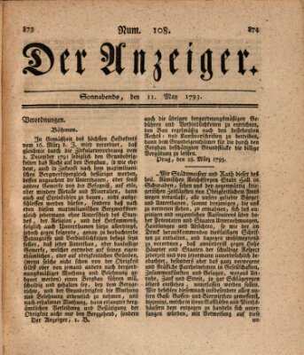 Der Anzeiger (Allgemeiner Anzeiger der Deutschen) Samstag 11. Mai 1793