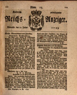 Kaiserlich privilegirter Reichs-Anzeiger (Allgemeiner Anzeiger der Deutschen) Mittwoch 17. Juli 1793