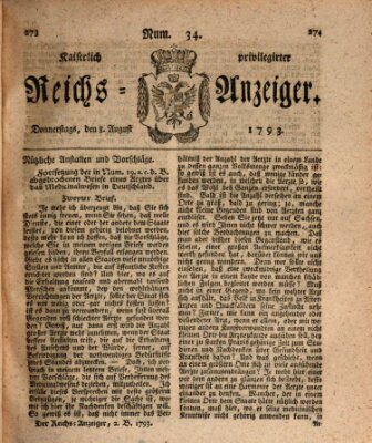 Kaiserlich privilegirter Reichs-Anzeiger (Allgemeiner Anzeiger der Deutschen) Donnerstag 8. August 1793