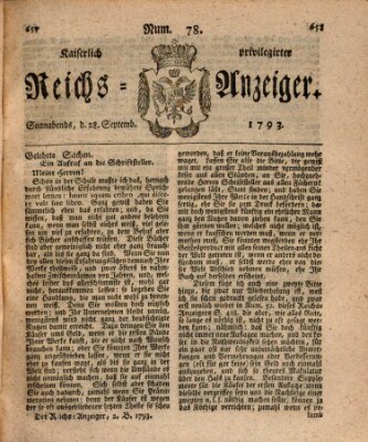Kaiserlich privilegirter Reichs-Anzeiger (Allgemeiner Anzeiger der Deutschen) Samstag 28. September 1793