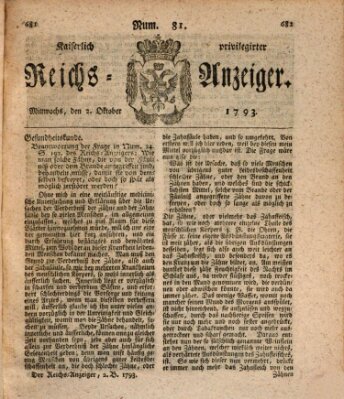 Kaiserlich privilegirter Reichs-Anzeiger (Allgemeiner Anzeiger der Deutschen) Mittwoch 2. Oktober 1793