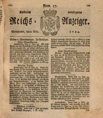 Kaiserlich privilegirter Reichs-Anzeiger (Allgemeiner Anzeiger der Deutschen) Samstag 8. März 1794