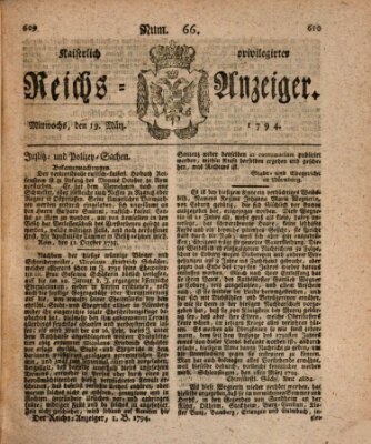 Kaiserlich privilegirter Reichs-Anzeiger (Allgemeiner Anzeiger der Deutschen) Mittwoch 19. März 1794