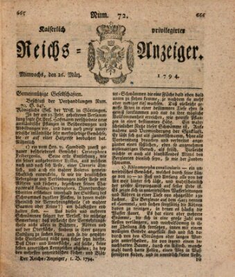 Kaiserlich privilegirter Reichs-Anzeiger (Allgemeiner Anzeiger der Deutschen) Mittwoch 26. März 1794
