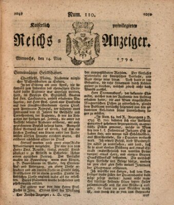 Kaiserlich privilegirter Reichs-Anzeiger (Allgemeiner Anzeiger der Deutschen) Mittwoch 14. Mai 1794