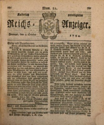 Kaiserlich privilegirter Reichs-Anzeiger (Allgemeiner Anzeiger der Deutschen) Freitag 3. Oktober 1794